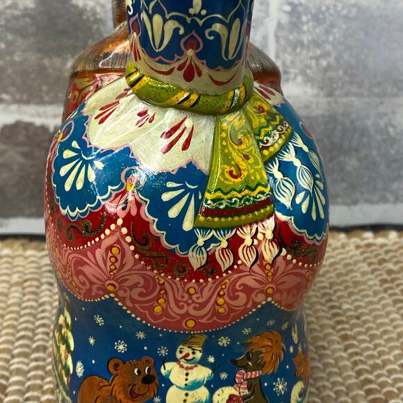 Vtg Wooden Solid Russian Hand Carved Ded Moroz Santa Claus 7" folklore figurine - Picture 11 of 16